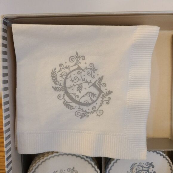 Paper Elegance Monogrammed "G" Dinner and Beverage Napkins and Paper Coasters - Picture 3 of 13